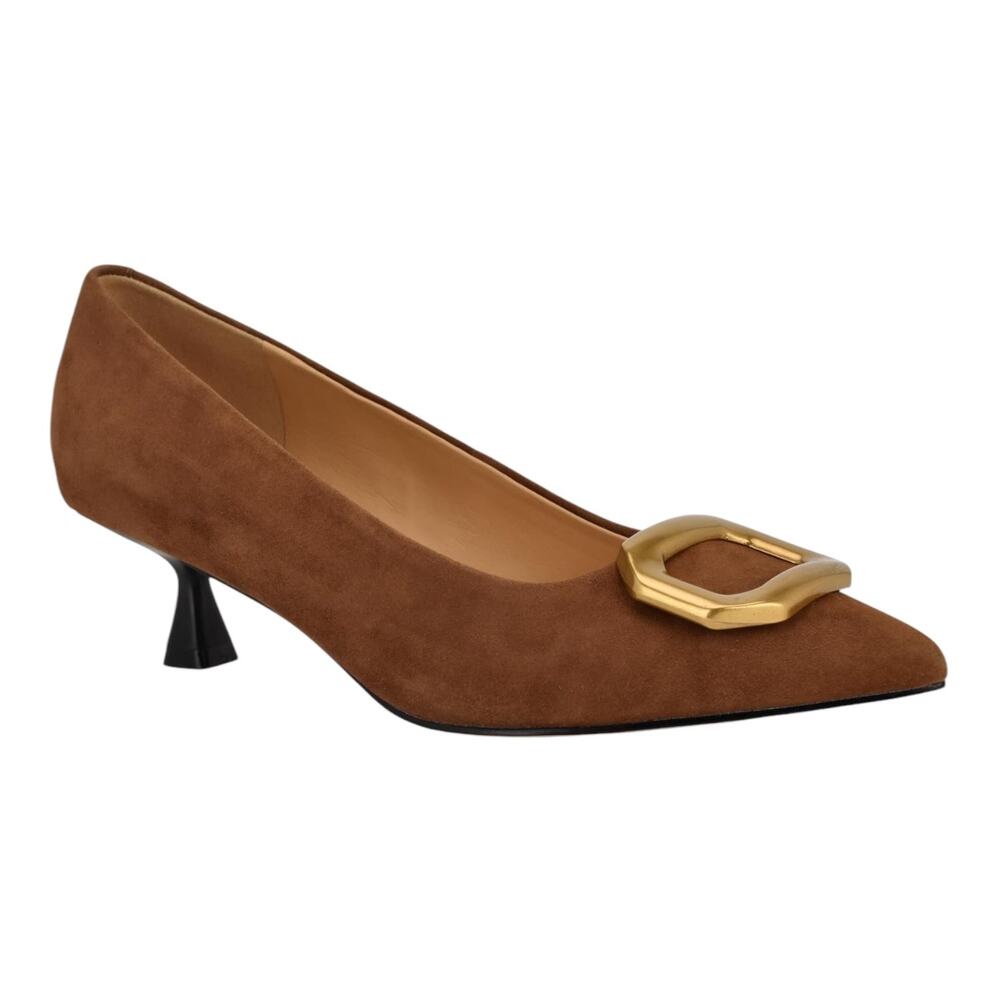 Nine West Women's Propper Suede Slip On Pointy Toe Dress Pumps Brown Size 6 1/2